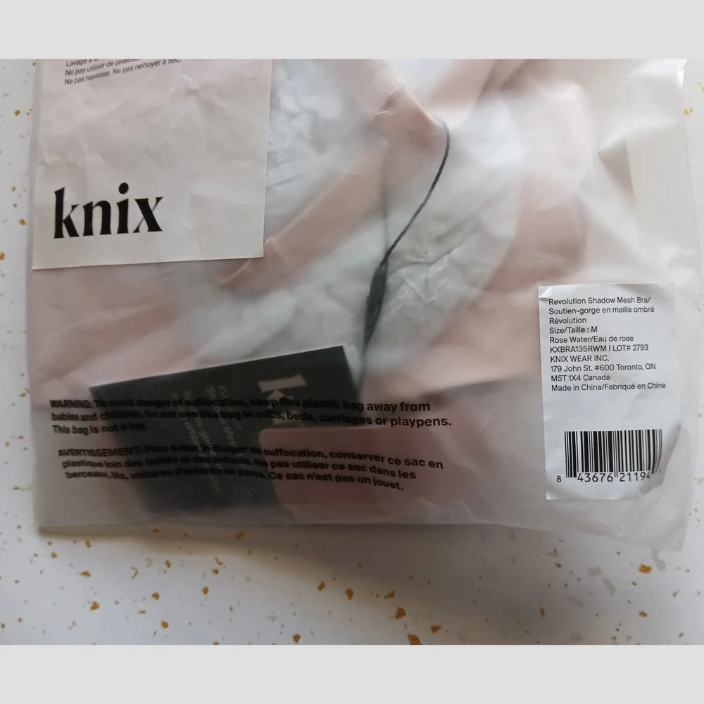 NWT Knix Revolution Shadow Mesh Wireless Bra - Size Med Rosewater